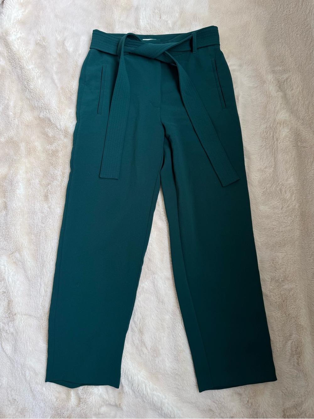 Aritzia Wilfred Tie-Front Forest Green Trousers